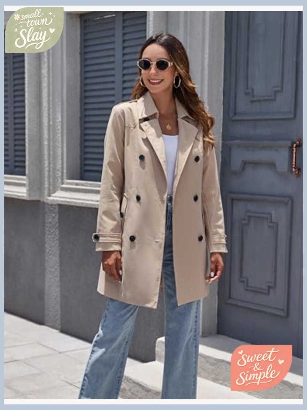 Waterproof Trench Coat Classic Lapel Outerwear with Belt Long Length - Picture 3 of 7